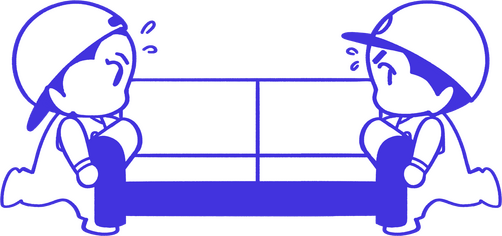 illustration of chibi minseok and kyungsoo carrying a couch together. by quietrespite