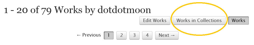 screenshot of AO3 showing where to find works submitted to a collection
