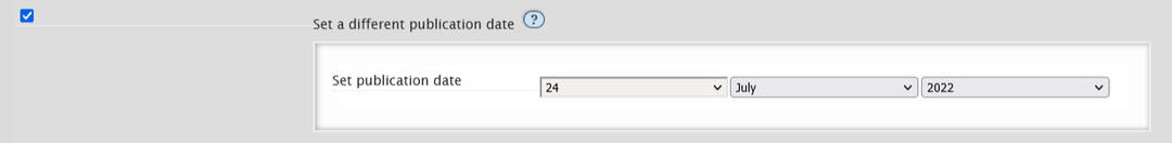screenshot of AO3 showing how to change the publication date of a fic